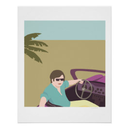 man in sportwagen met zonnebril poster
