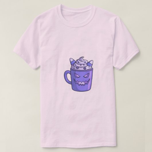 Man in White T-Shirt with Spooky Drink Graphic (Design vorne)