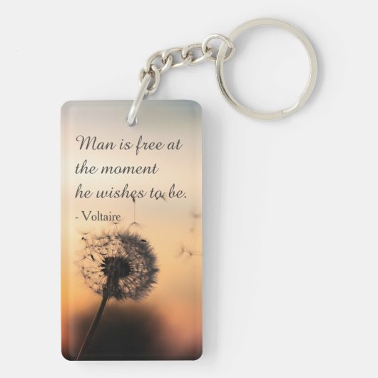 Man is Free Voltaire Quote Schlüsselanhänger (Rückseite)