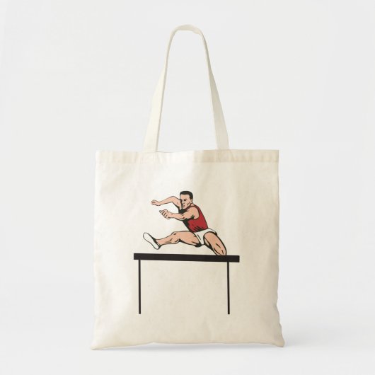 Man Jumping Hurdles Athletics Tote Bag Tragetasche (Vorne)