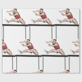 Man Jumping Hurdles Athletics Wrapping Paper Geschenkpapier (Flach)