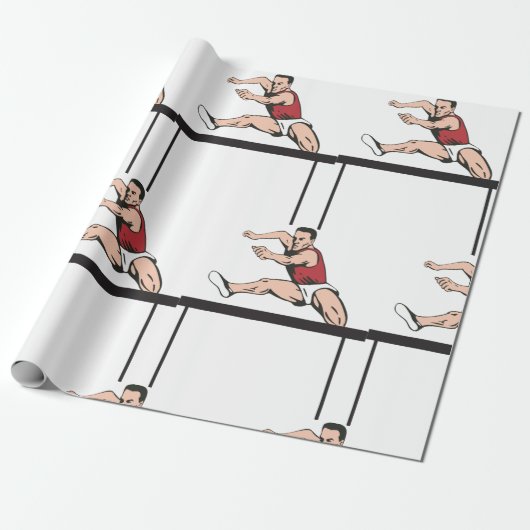 Man Jumping Hurdles Athletics Wrapping Paper Geschenkpapier (Ungerollt)