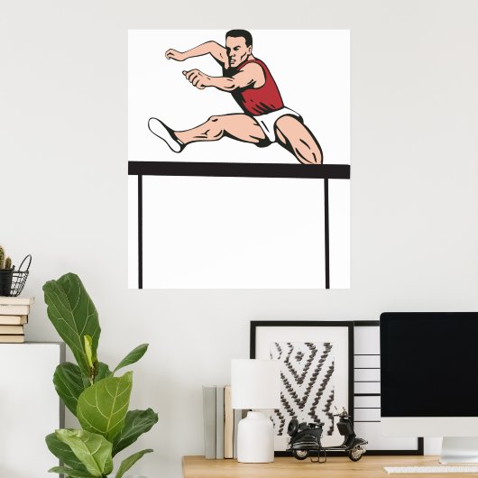 Man Jumping Hurdles Poster (Heimbüro)