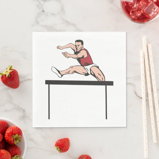 Man Jumping Hurdles Serviette (Beispiel)