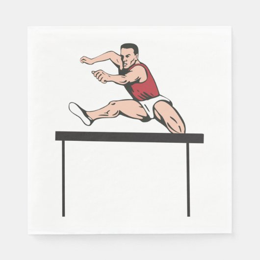 Man Jumping Hurdles Serviette (Vorderseite)