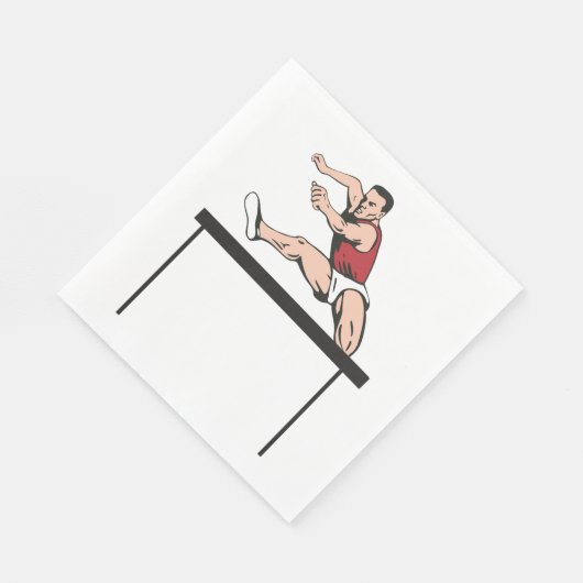 Man Jumping Hurdles Serviette (Ecke)