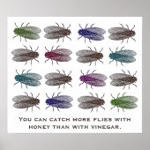 Man kann mehr Fliegen mit Honig fangen als Essig Poster (Vorne)