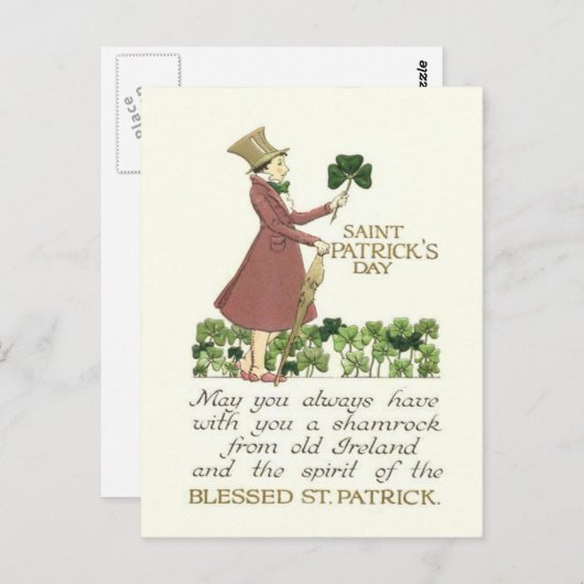 Man Kleeblatt Shillelagh Postkarte (Vorne/Hinten)