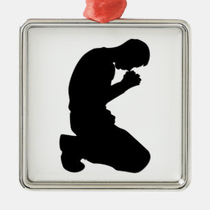 MAN KNELT IN PRAYER ORNAMENT AUS METALL