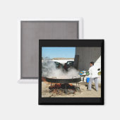 Man kocht eine riesige Paella - Magnet (Vorderseite/Rückseite)
