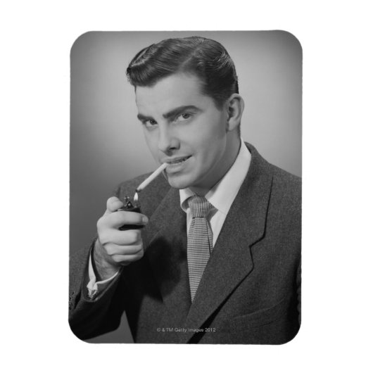 Man Lighting Cigarette Magnet (Vertikal)