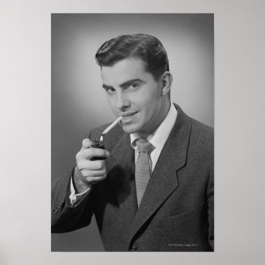 Man Lighting Cigarette Poster (Vorne)