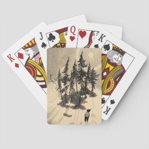 Man Looking at Trees with Buck, Squirrel, Rabbit Spielkarten