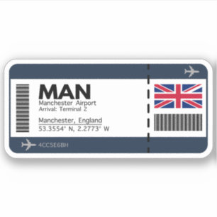 MAN Manchester Boarding Pass - England Travel Aufkleber