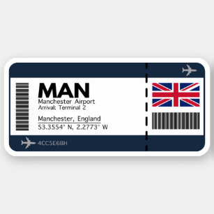 MAN Manchester Boarding Pass - England Travel Aufkleber