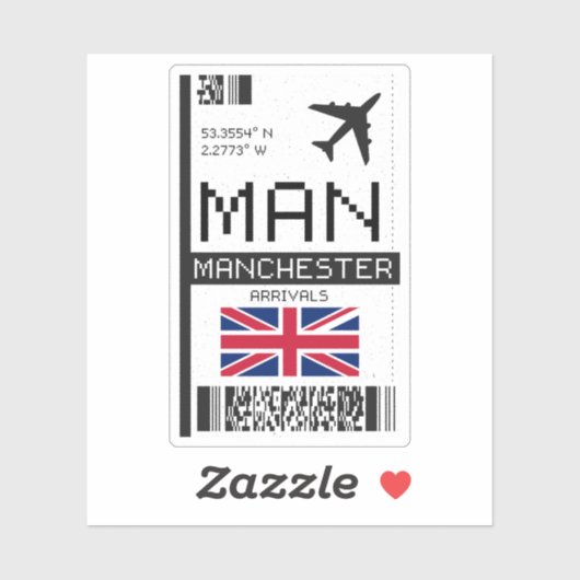MAN Manchester, England Airport Boarding Pass Aufkleber (Blatt)