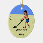 Man Metal Detection Beach Keramik Ornament (Rechts)