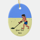 Man Metal Detection Beach Keramikornament (Hinten)