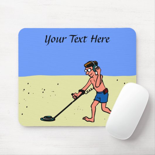 Man Metal Detection Beach Mousepad (Mit Mouse)