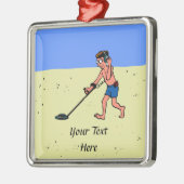Man Metal Detection Beach Silbernes Ornament (Links)