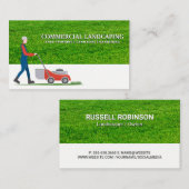 Man Mowing Lawn | Grasschnitt Visitenkarte (Vorne/Hinten)