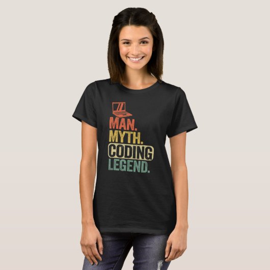 Man Myth Coding Legend Coder Vater Geek Computer P T-Shirt (Vorne ganz)