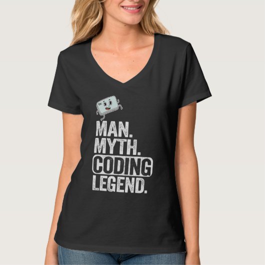 Man Myth Coding Legend Coder Vater Geek Computer P T-Shirt (Vorderseite)