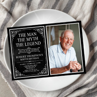 Man Myth Legend Black 100. Geburtstag Foto Einladung