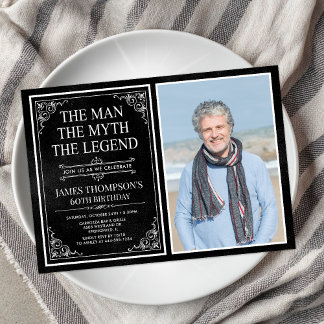 Man Myth Legend Black 60. Geburtstag Foto Einladung
