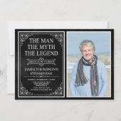 Man Myth Legend Black 65. Geburtstag Foto Einladung (Vorderseite)