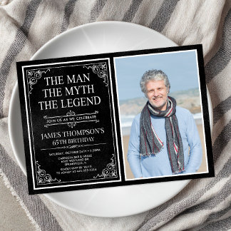 Man Myth Legend Black 65. Geburtstag Foto Einladung
