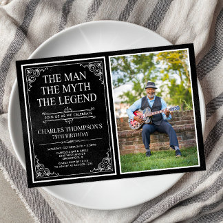 Man Myth Legend Black 75. Geburtstag Foto Einladung