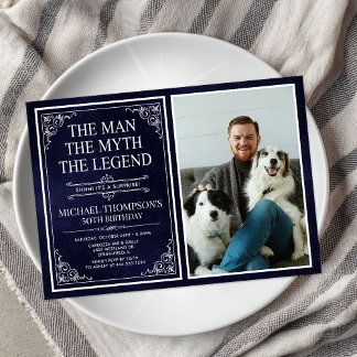 Man Myth Legend Blue Überraschung 50. Geburtstag F Einladung