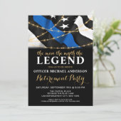 Man Myth Legend Thin Blue Line Polizeieinweisung Einladung (Stehend Vorderseite)