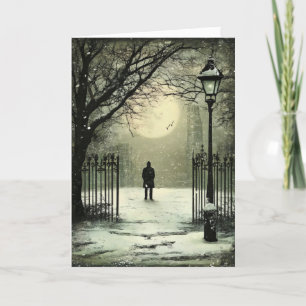 Man Night Winter Somber Feiertagskarte