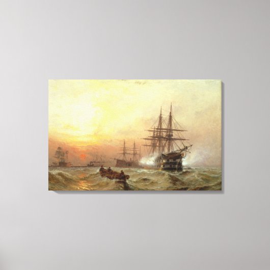 Man-o' War, der bei Sonnenuntergang einen Salat fe Leinwanddruck (Vorderseite)