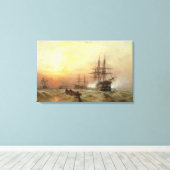 Man-o' War, der bei Sonnenuntergang einen Salat fe Leinwanddruck (Insitu (Holzboden))