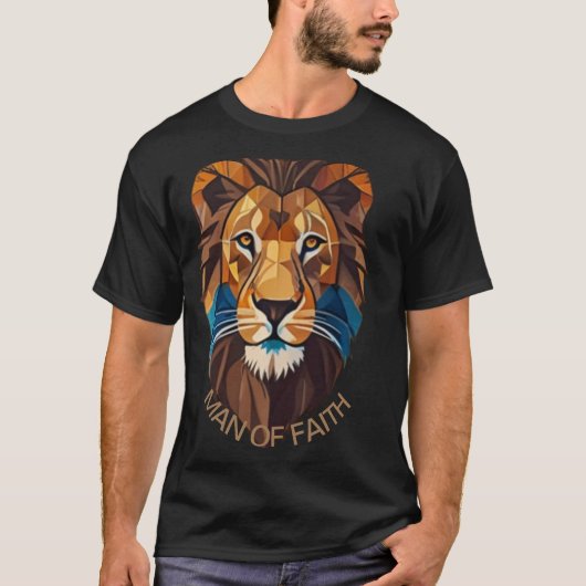 "Man of Faith Lion T-Shirt – Bold Christian Graphi (Vorderseite)