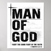 Man Of God Christian Dad Bible Verse Timothy 6 11  Poster (Vorne)