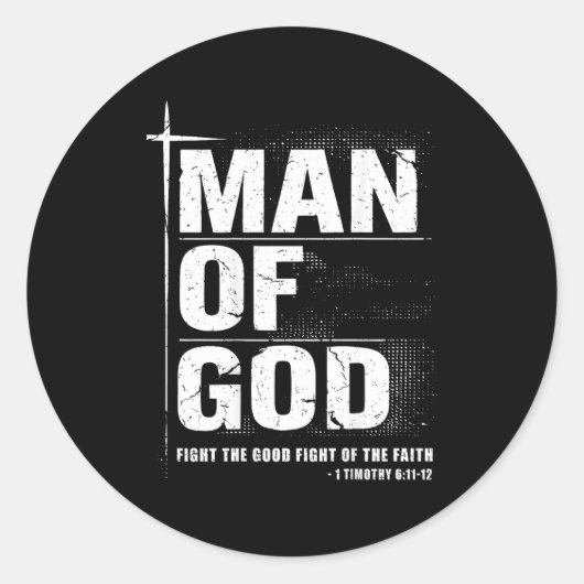 Man Of God Christian Dad Bible Verse Timothy 6 11 Runder Aufkleber (Vorderseite)