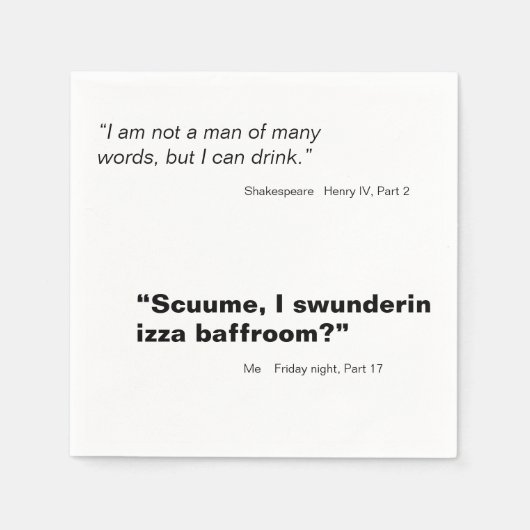 Man of Many Words Shakespeare Quote Cocktail Serviette (Vorderseite)