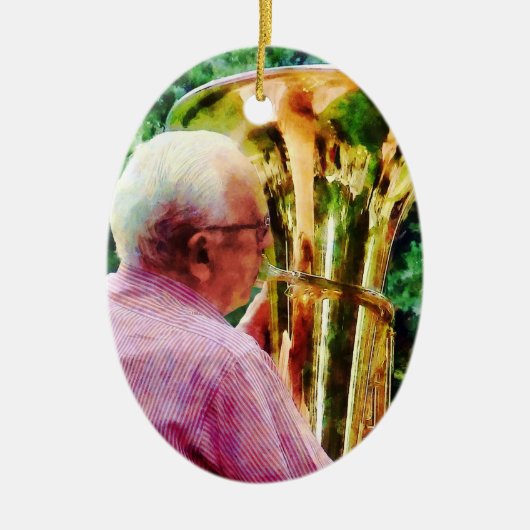 Man Playing Tuba Keramik Ornament (Vorne)