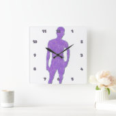 Man Posing Clock Quadratische Wanduhr (Zuhause)
