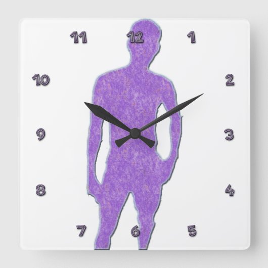 Man Posing Clock Quadratische Wanduhr (Vorderseite)