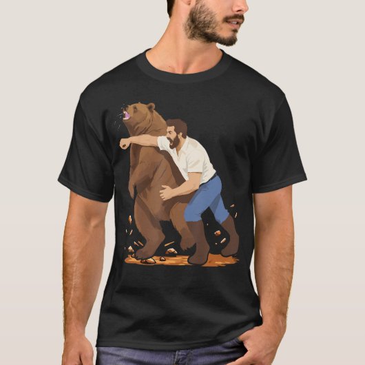 Man Punching Bären Funny Wilderness T-Shirt (Vorderseite)