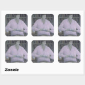 Man Reading 1998 Quadratischer Aufkleber (Blatt)