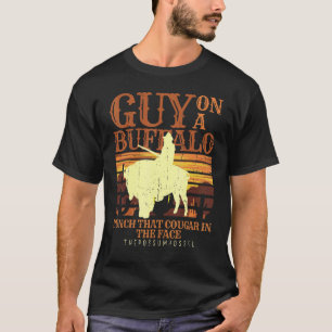 Man Riding Buffalo Possum Possum Graphic Meme T-Shirt