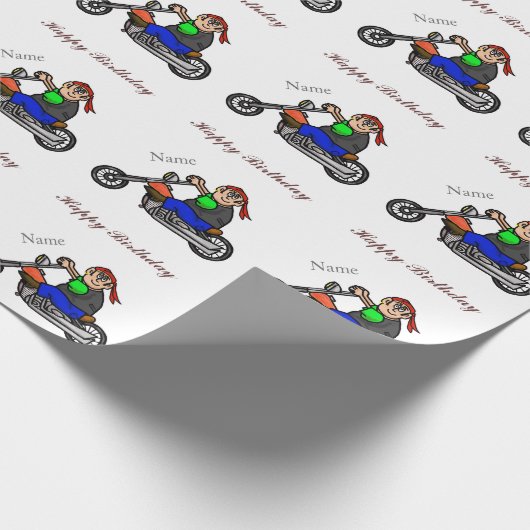 Man Riding Motorrad Geschenkwrap Geschenkpapier (Ecke)