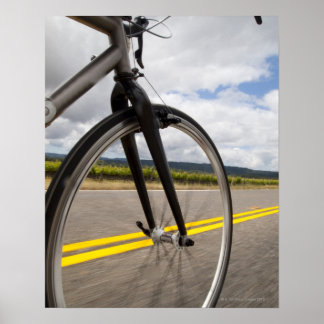 Man road biking at high speed POV Poster