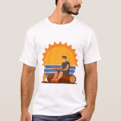 Man-Roasting-Marshmallow-Sunset-Water T-Shirt (Vorderseite)
